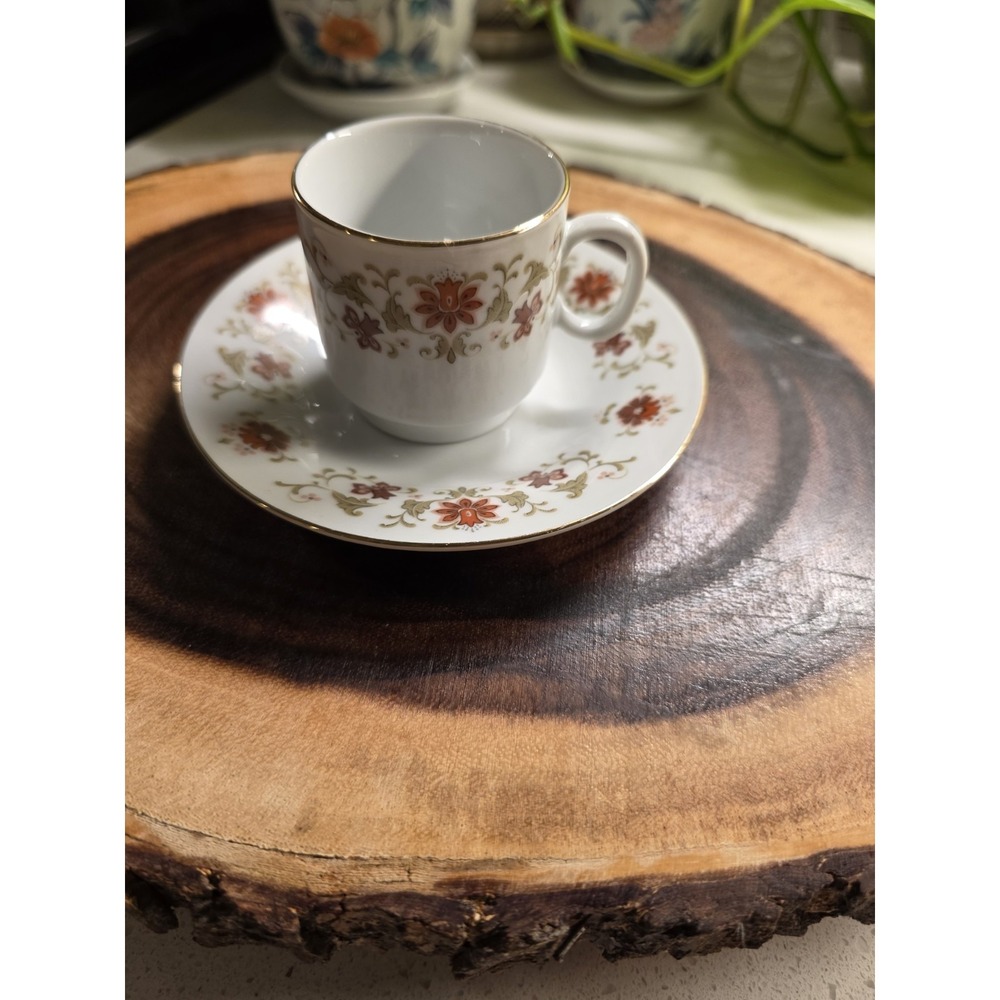 Demitasse Espresso Turkish Coffee Tea Cup Saucer Fine Porcelain‎ Rust Snapdragon
